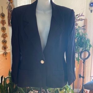 ANNE Klein Black Blazer Pearl Buttons Size 10